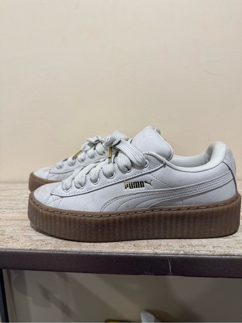 Fenty for Puma Platform Sneakers in White with Gum Sole